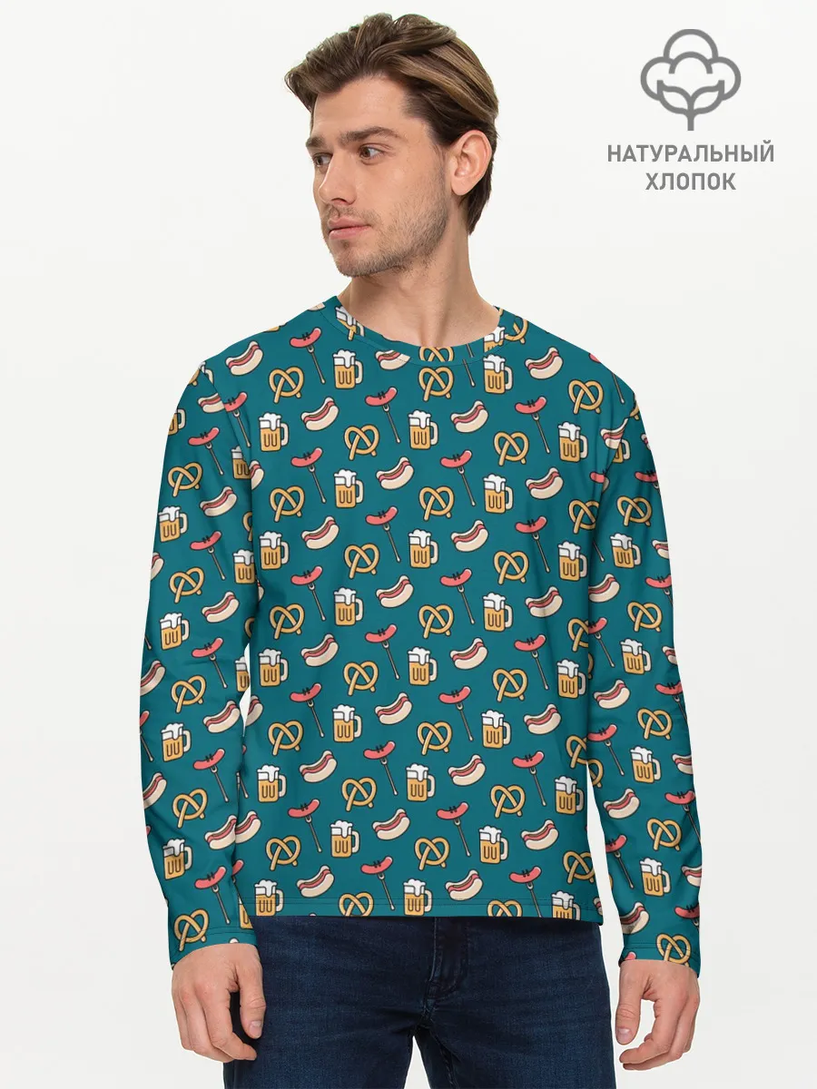 Мужской лонгслив базовый / Узор для Октоберфеста