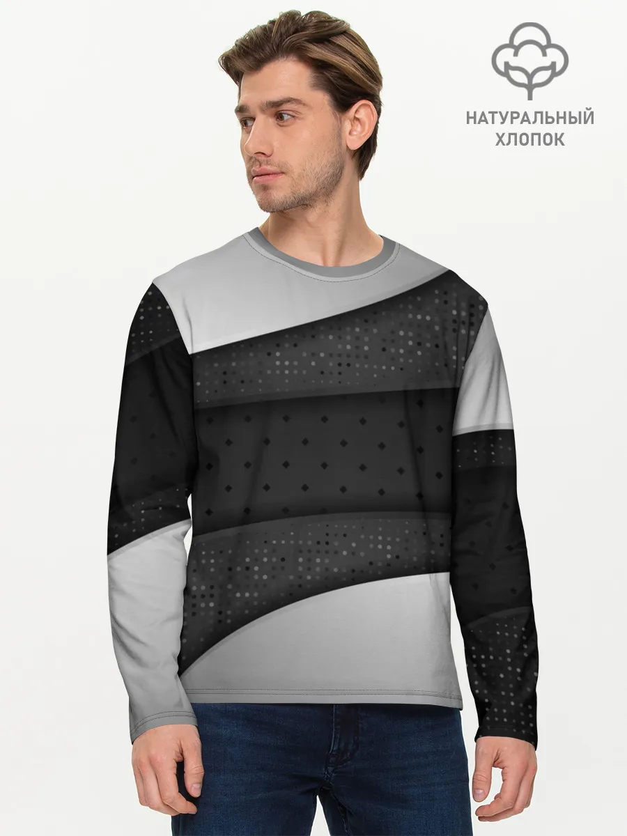 Мужской лонгслив базовый / 3D luxury style silver black