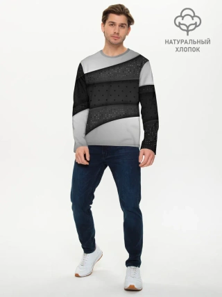 Мужской лонгслив базовый / 3D luxury style silver black