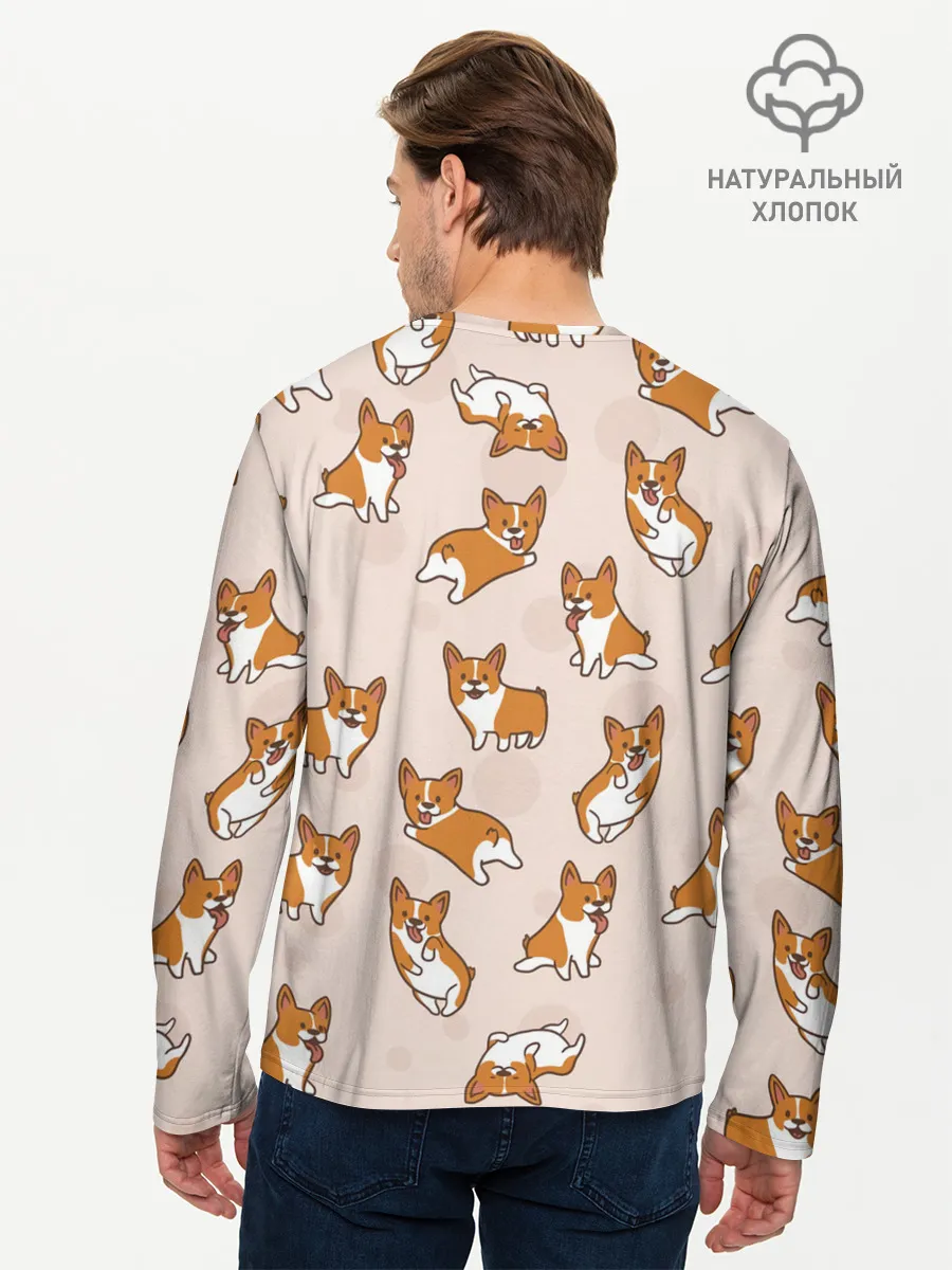 Мужской лонгслив базовый / Корги | Разные