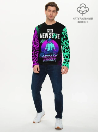 Мужской лонгслив базовый / PUBG NEW STATE / ПАБГ НЕОН