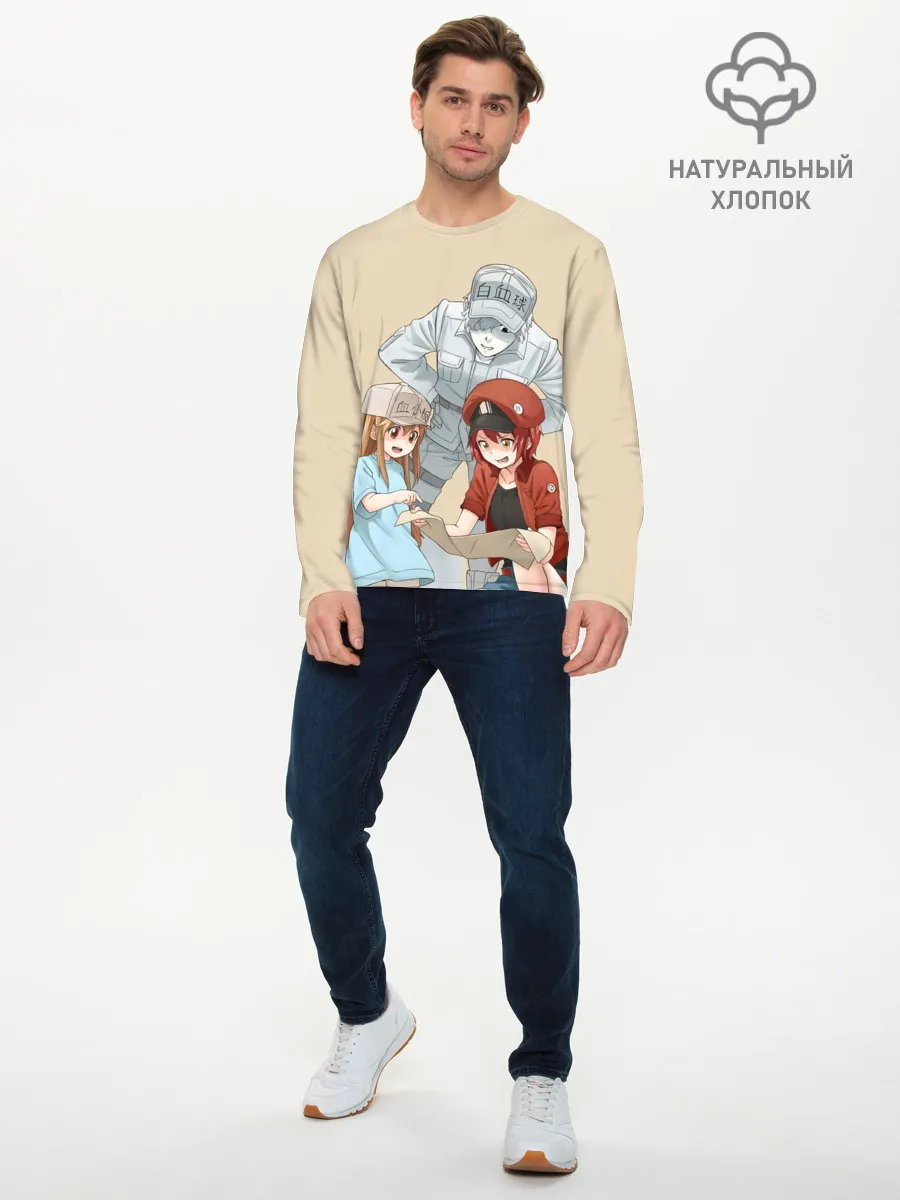 Мужской лонгслив базовый / Клетки за работой