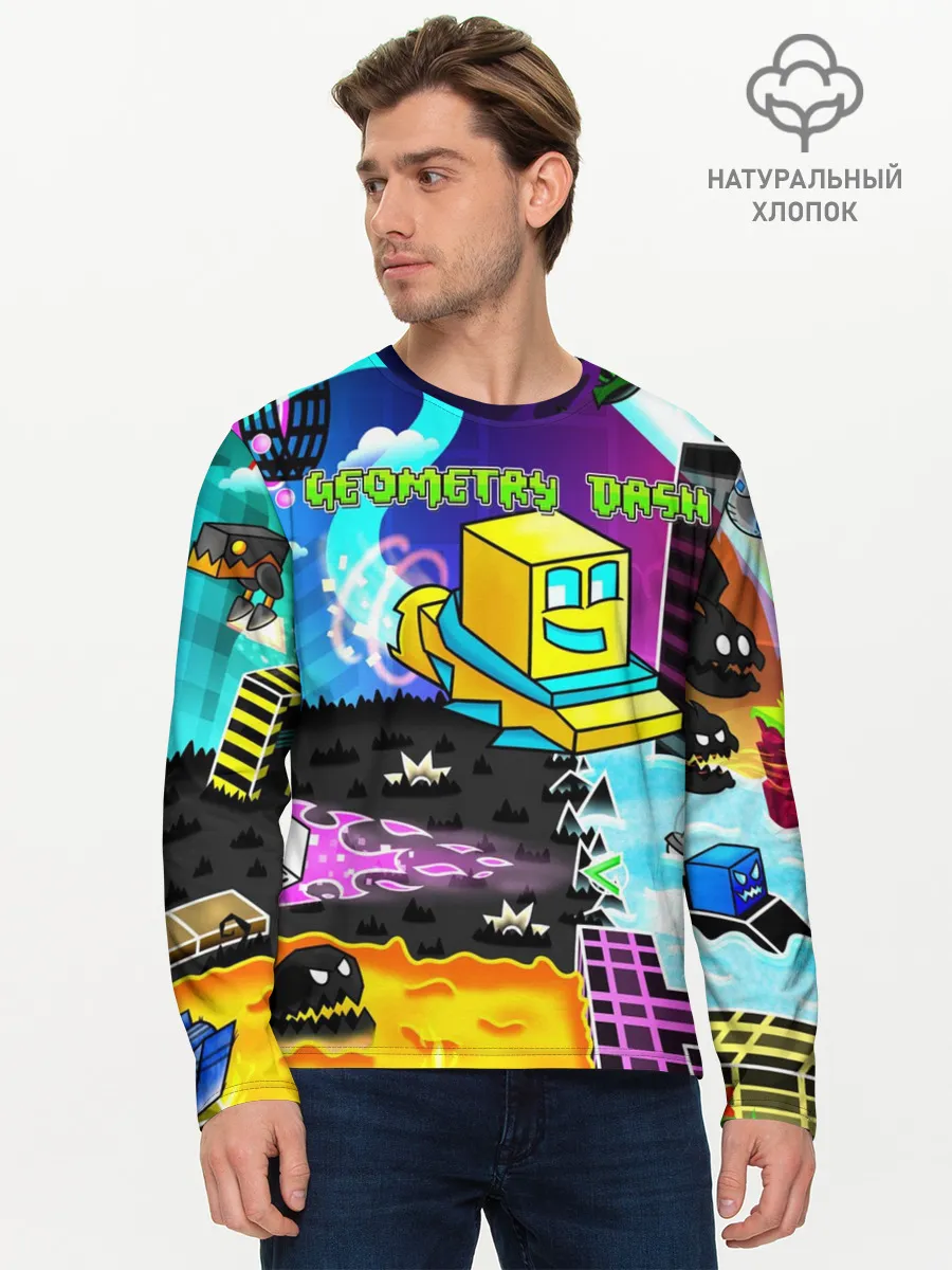 Мужской лонгслив базовый / Geometry Dash