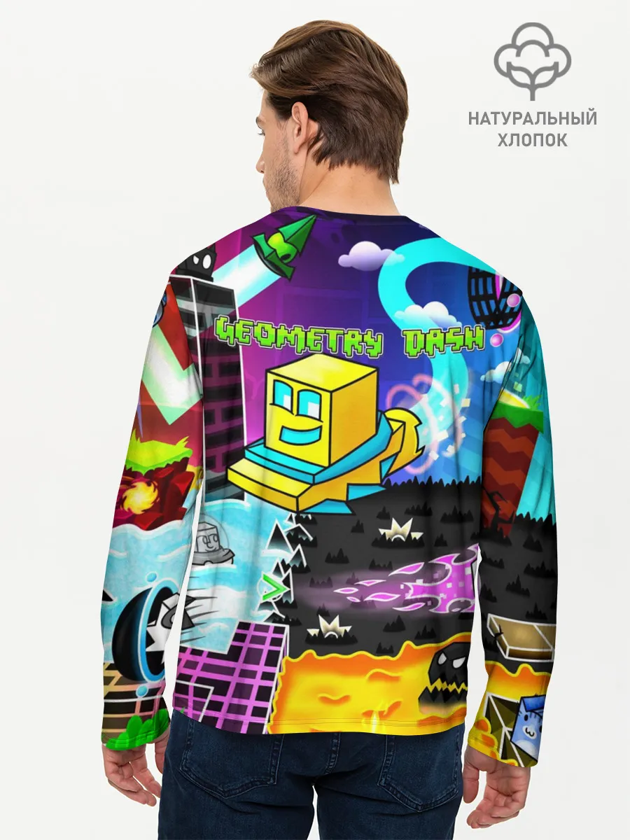Мужской лонгслив базовый / Geometry Dash