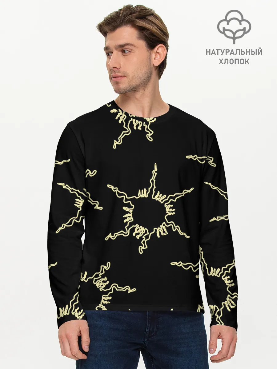 Мужской лонгслив базовый / чёрное солнце