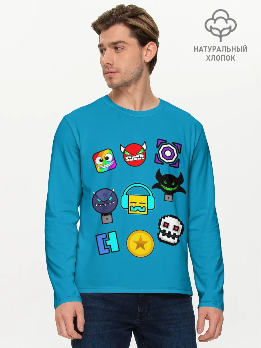 Мужской лонгслив базовый / Geometry Dash Icons