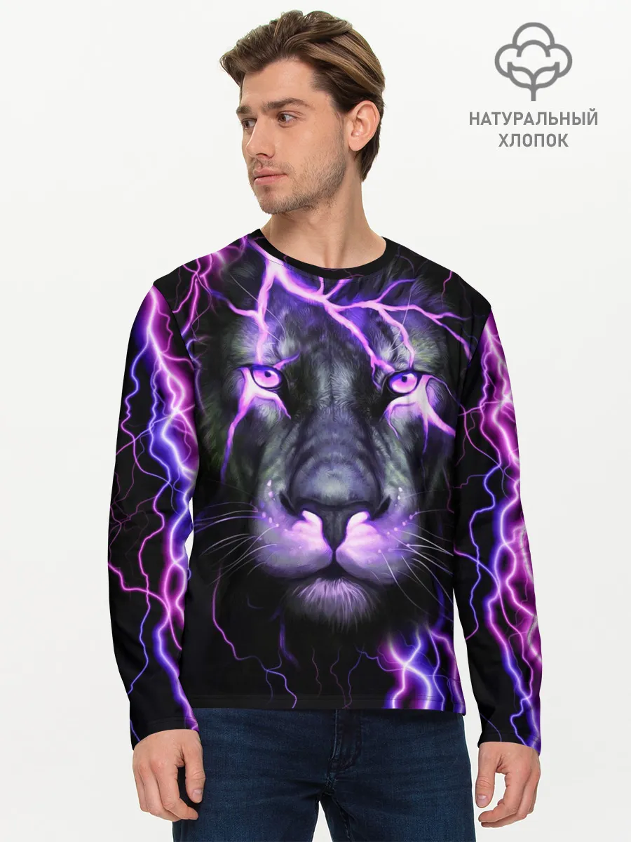 Мужской лонгслив базовый / НЕОНОВЫЙ ЛЕВ / NEON LION