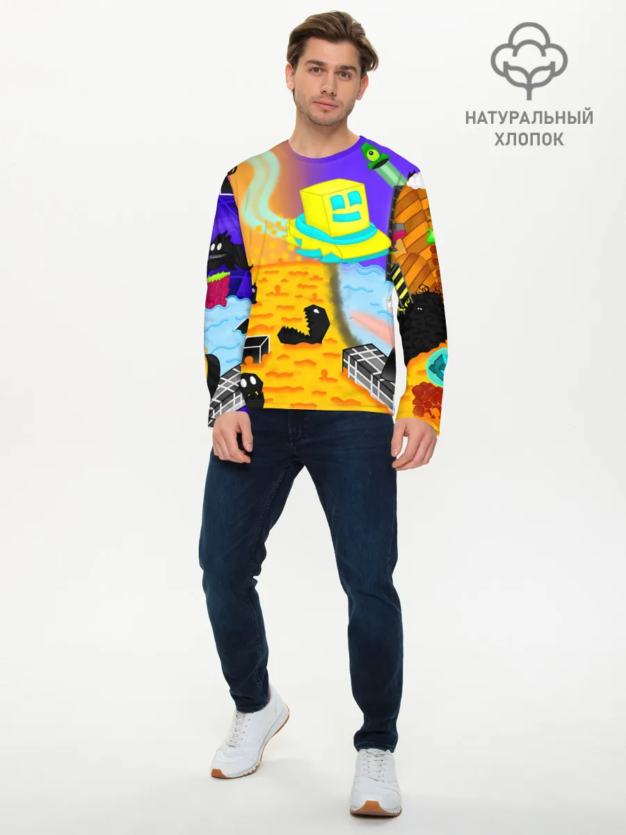 Мужской лонгслив базовый / Geometry Dash | RobTop