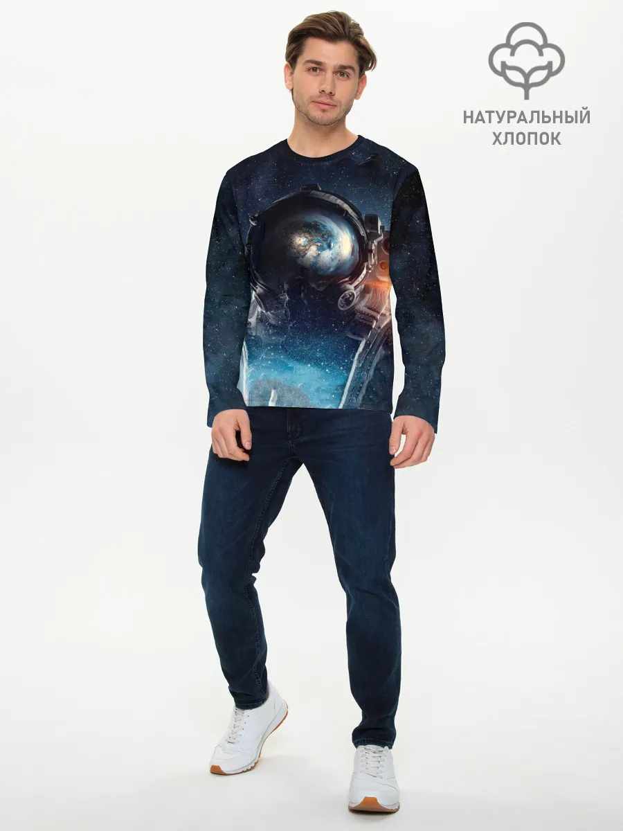 Мужской лонгслив базовый / Космонавт
