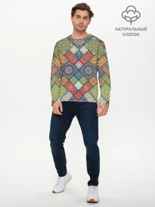 Мужской лонгслив базовый / ЛОСКУТНАЯ ВЫШИВКА