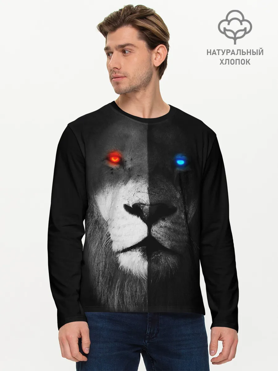 Мужской лонгслив базовый / ЛЕВ - НЕОНОВЫЕ ГЛАЗА