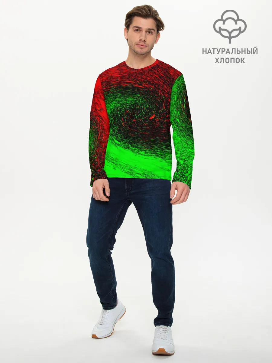 Мужской лонгслив базовый / КРАСНАЯ И ЗЕЛЕНАЯ КРАСКА