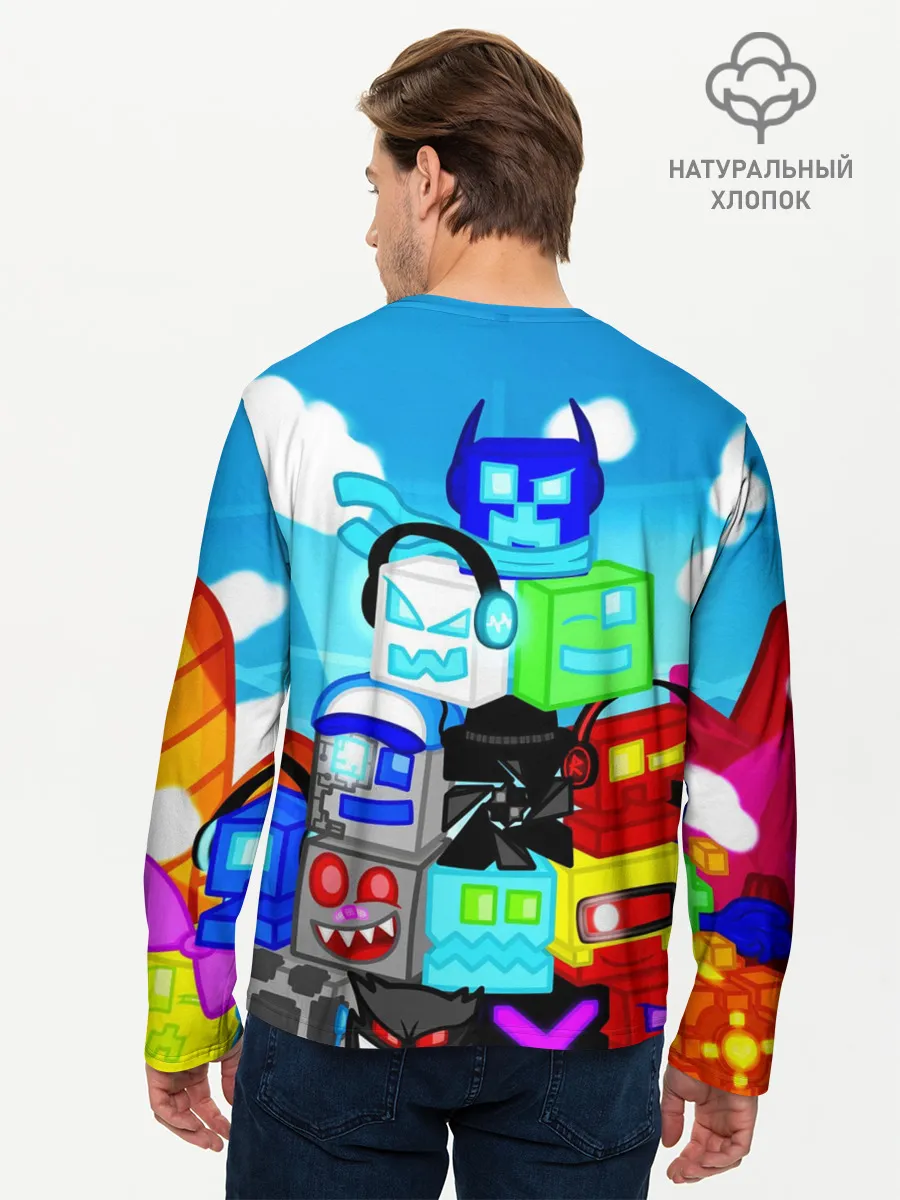 Мужской лонгслив базовый / GEOMETRY DASH / ГЕОМЕТРИ ДАШ