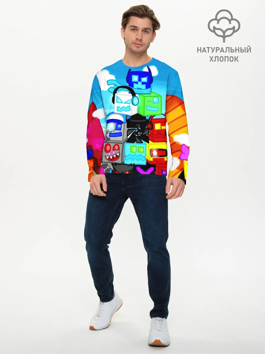 Мужской лонгслив базовый / GEOMETRY DASH / ГЕОМЕТРИ ДАШ