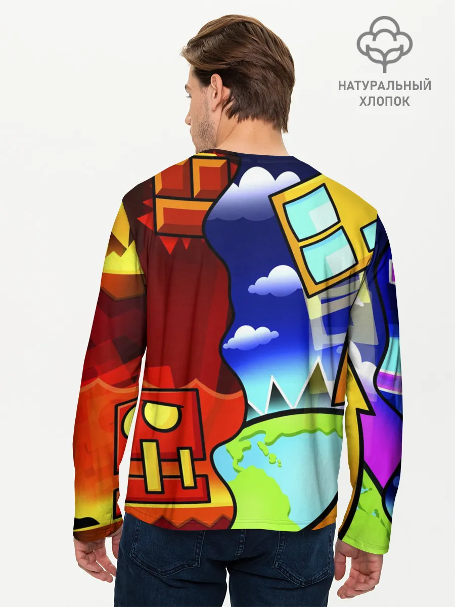 Мужской лонгслив базовый / GEOMETRY DASH / ГЕОМЕТРИ ДАШ