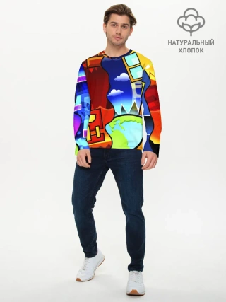 Мужской лонгслив базовый / GEOMETRY DASH / ГЕОМЕТРИ ДАШ