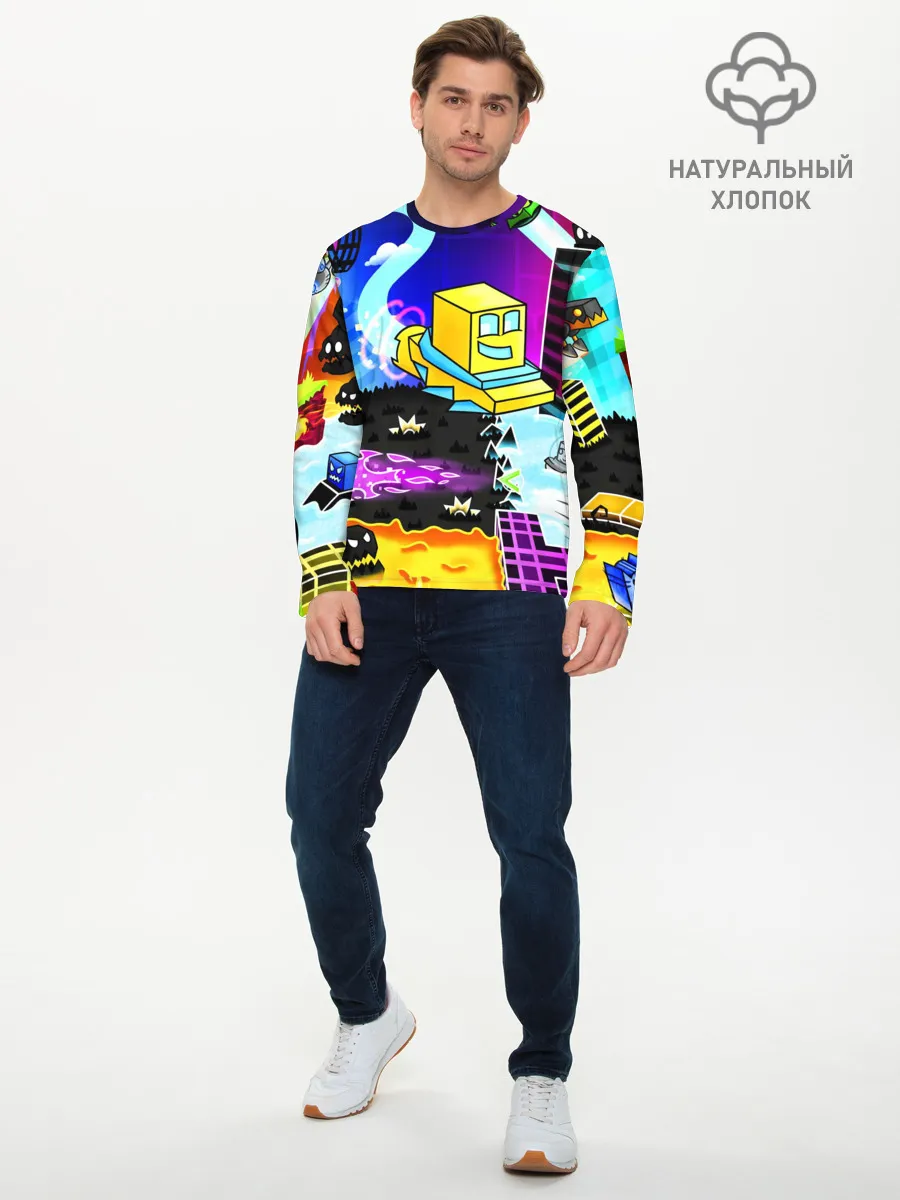 Мужской лонгслив базовый / GEOMETRY DASH / ГЕОМЕТРИ ДАШ