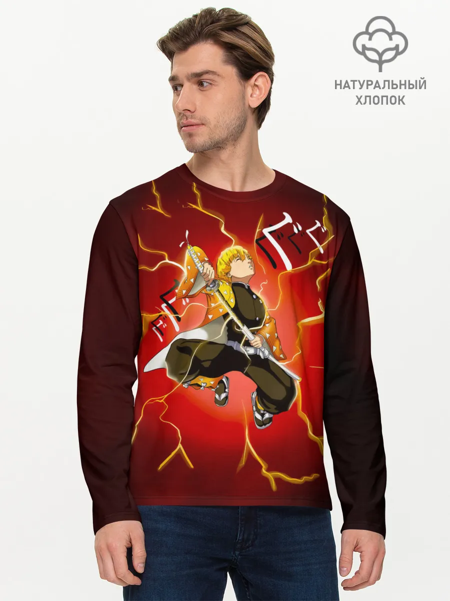 Мужской лонгслив базовый / Зеницу Агацума Kimetsu no Yaiba