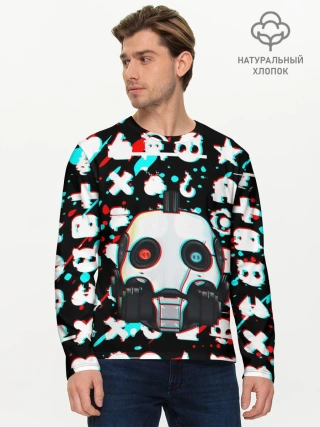 Мужской лонгслив базовый / ЛЮБОВЬ СМЕРТЬ И РОБОТЫ / ГЛИТЧ