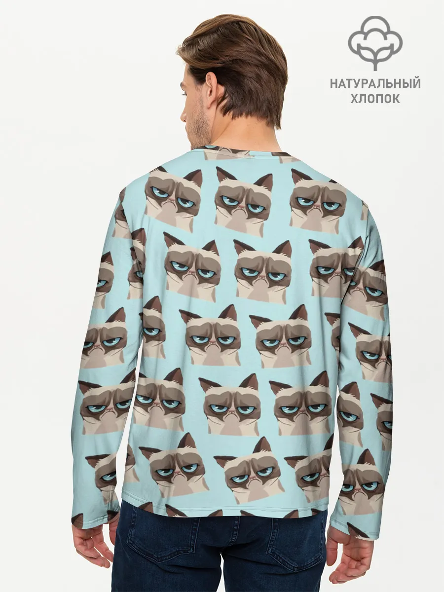 Мужской лонгслив базовый / Грустный котик
