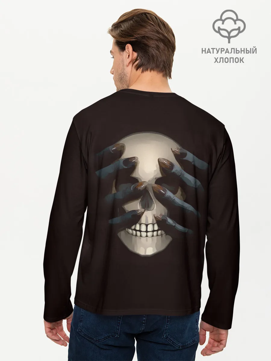 Мужской лонгслив базовый / Руки на черепе