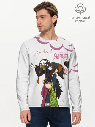 Мужской лонгслив базовый / Гию и Незуко Kimetsu no Yaiba
