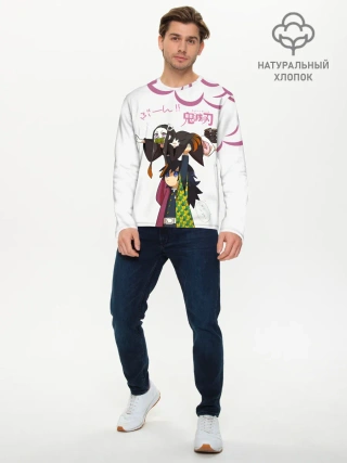 Мужской лонгслив базовый / Гию и Незуко Kimetsu no Yaiba