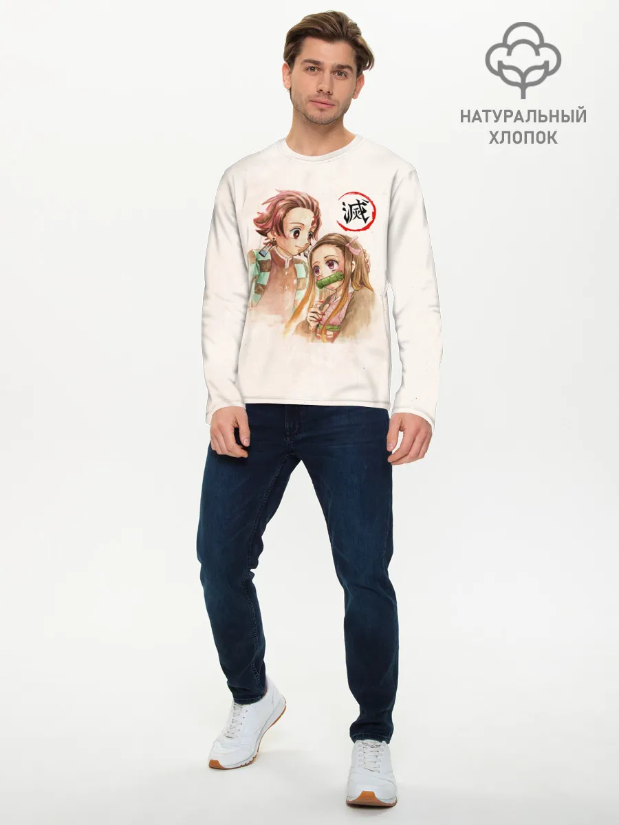 Мужской лонгслив базовый / Танджиро и Незуко Kimetsu no Yaiba