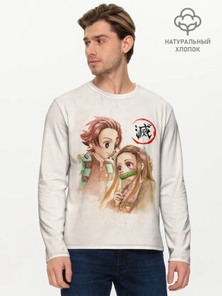 Мужской лонгслив базовый / Танджиро и Незуко Kimetsu no Yaiba