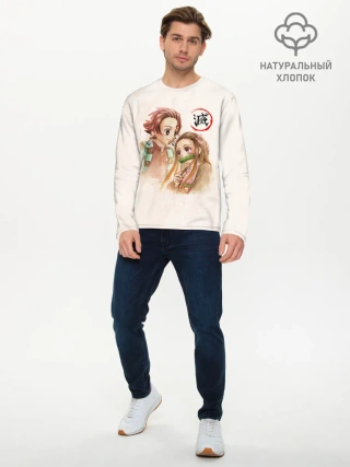 Мужской лонгслив базовый / Танджиро и Незуко Kimetsu no Yaiba