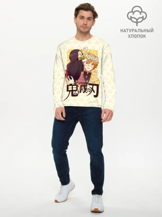 Мужской лонгслив базовый / Незуко и Зеницу Kimetsu no Yai