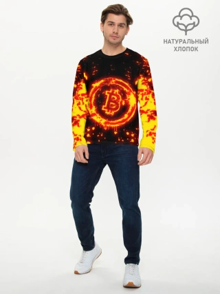 Мужской лонгслив базовый / BITCOIN / БИТКОИН / ОГОНЬ