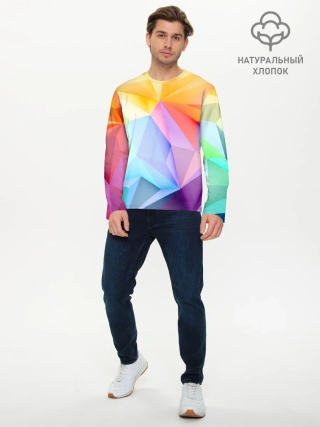 Мужской лонгслив базовый / Радужная геометрия