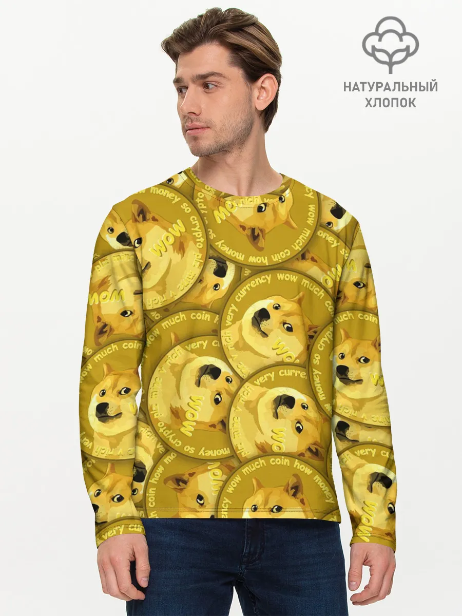 Мужской лонгслив базовый / DOGECOIN / DOGE / ДОГИКОИН