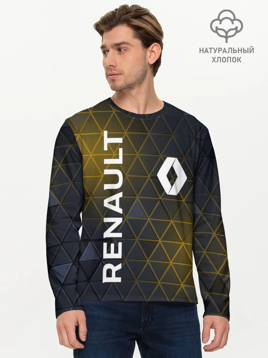 Мужской лонгслив базовый / RENAULT РЕНО ЖЕЛТАЯ ГЕОМЕТРИЯ