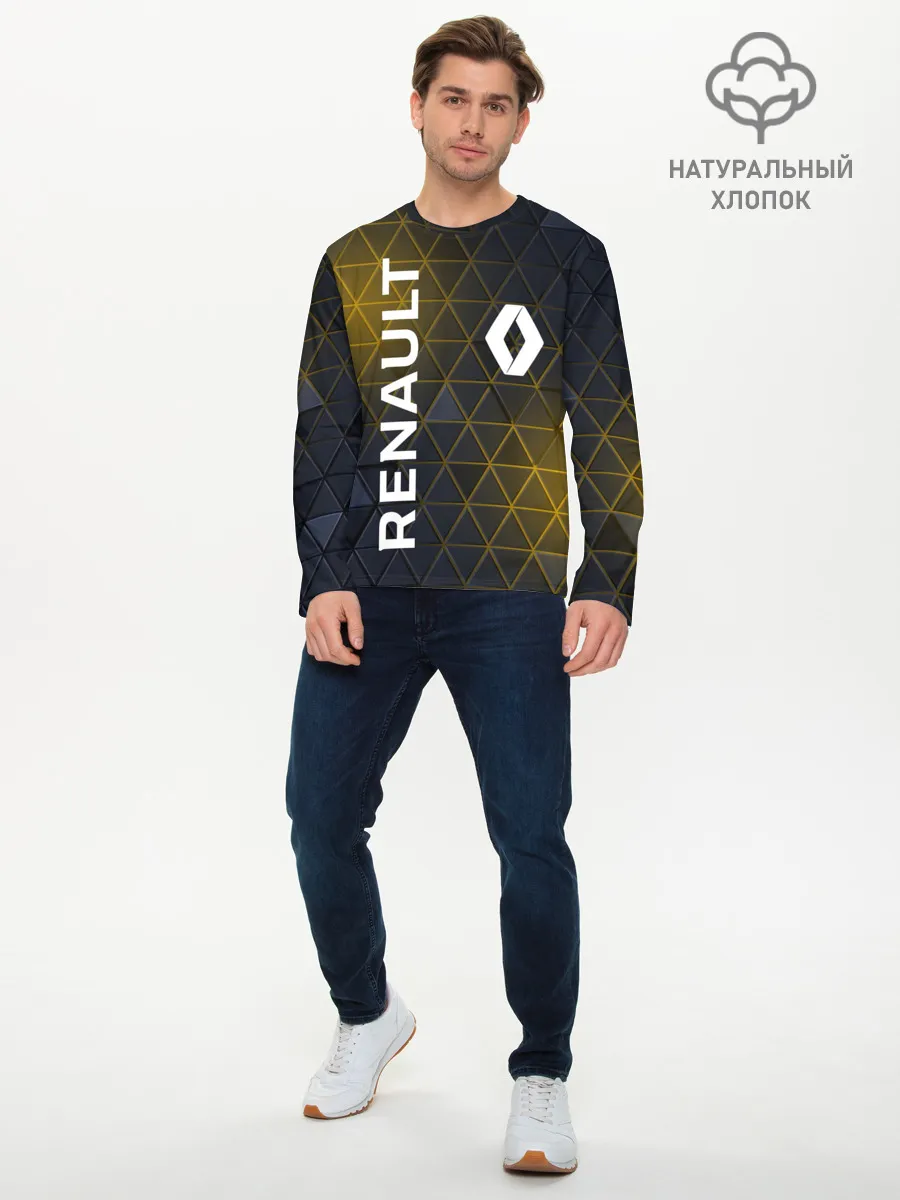 Мужской лонгслив базовый / RENAULT РЕНО ЖЕЛТАЯ ГЕОМЕТРИЯ