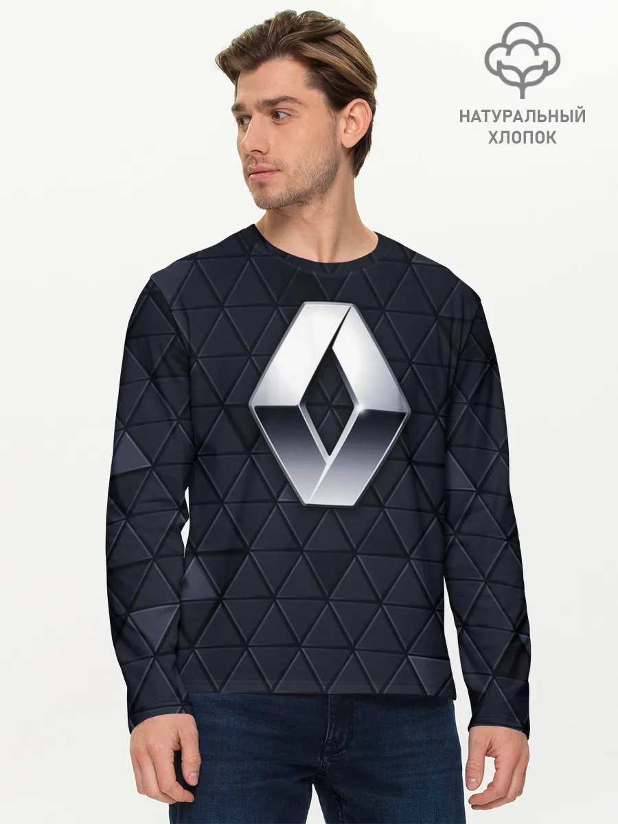Мужской лонгслив базовый / RENAULT РЕНО 3Д ГЕОМЕТРИЯ 3D