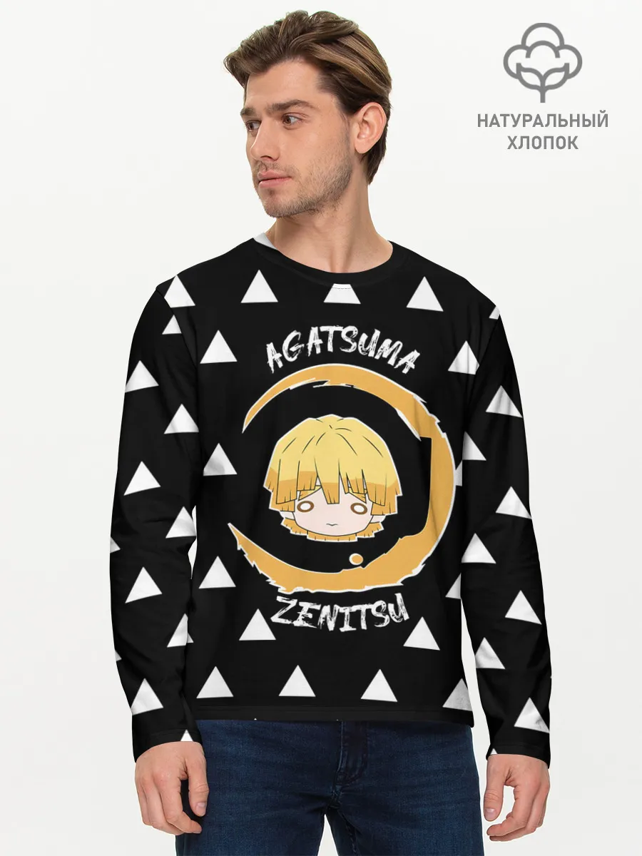 Мужской лонгслив базовый / Agatsuma Zenitsu Kimetsu no Yaiba
