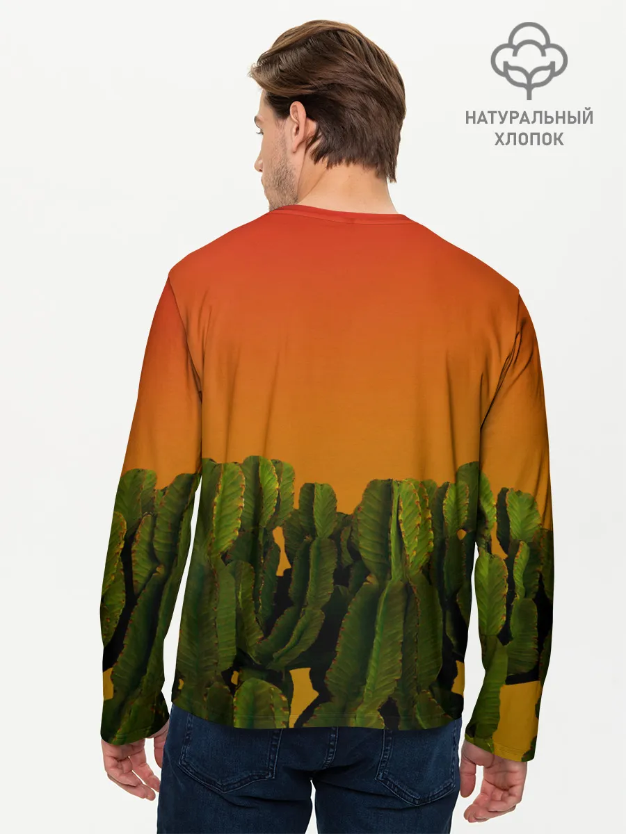 Мужской лонгслив базовый / Кактусы на закате