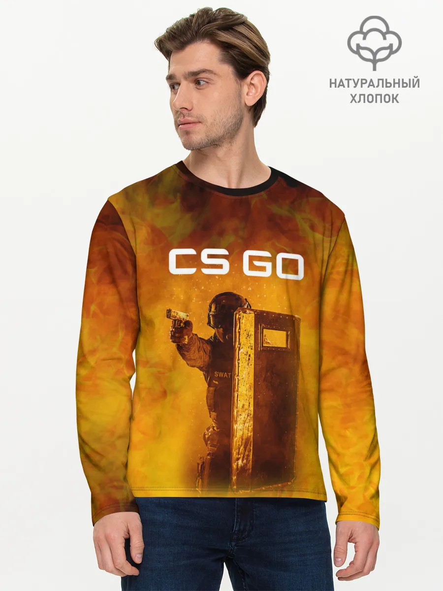 Мужской лонгслив базовый / CS GO SWAT | КС ГО