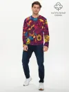Мужской лонгслив базовый / Цветы - шестеренки