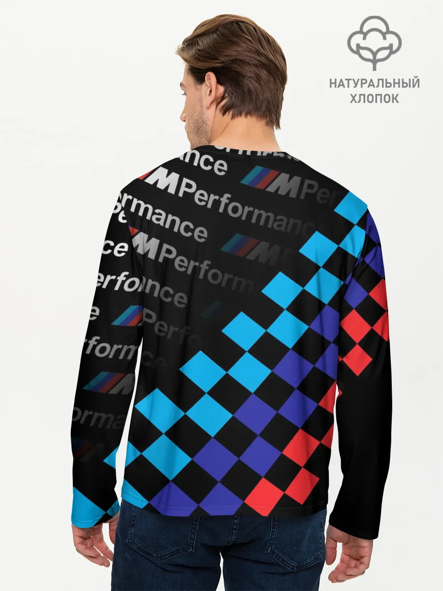 Мужской лонгслив базовый / BMW / ФЛАГ/ M PERFORMANCE