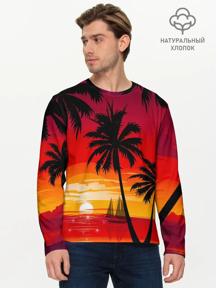 Мужской лонгслив базовый / Гавайский закат