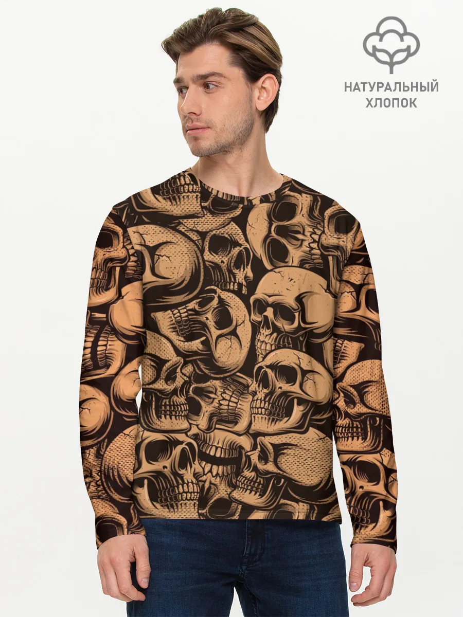 Мужской лонгслив базовый / Черепа