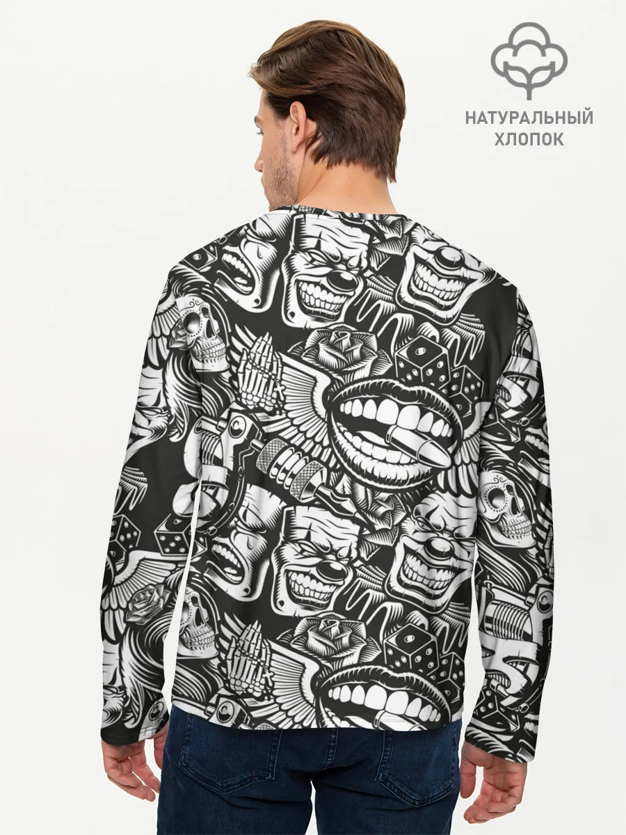 Мужской лонгслив базовый / Тату ретро
