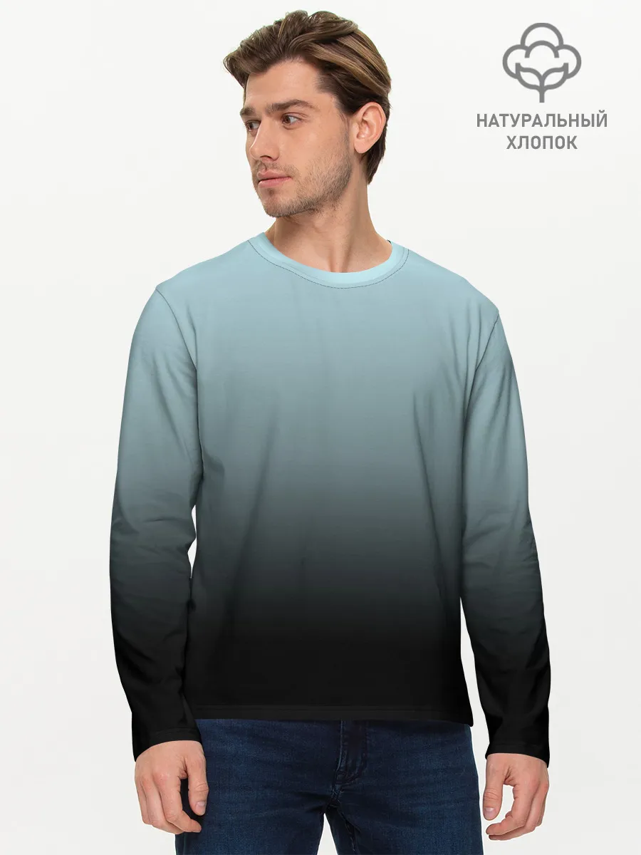 Мужской лонгслив базовый / Black and Blue gradient
