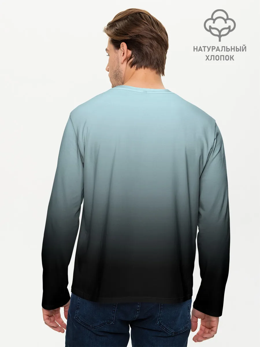 Мужской лонгслив базовый / Black and Blue gradient