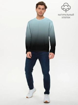 Мужской лонгслив базовый / Black and Blue gradient