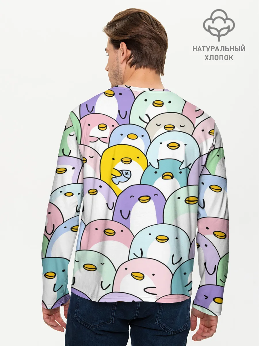 Мужской лонгслив базовый / Пингвины