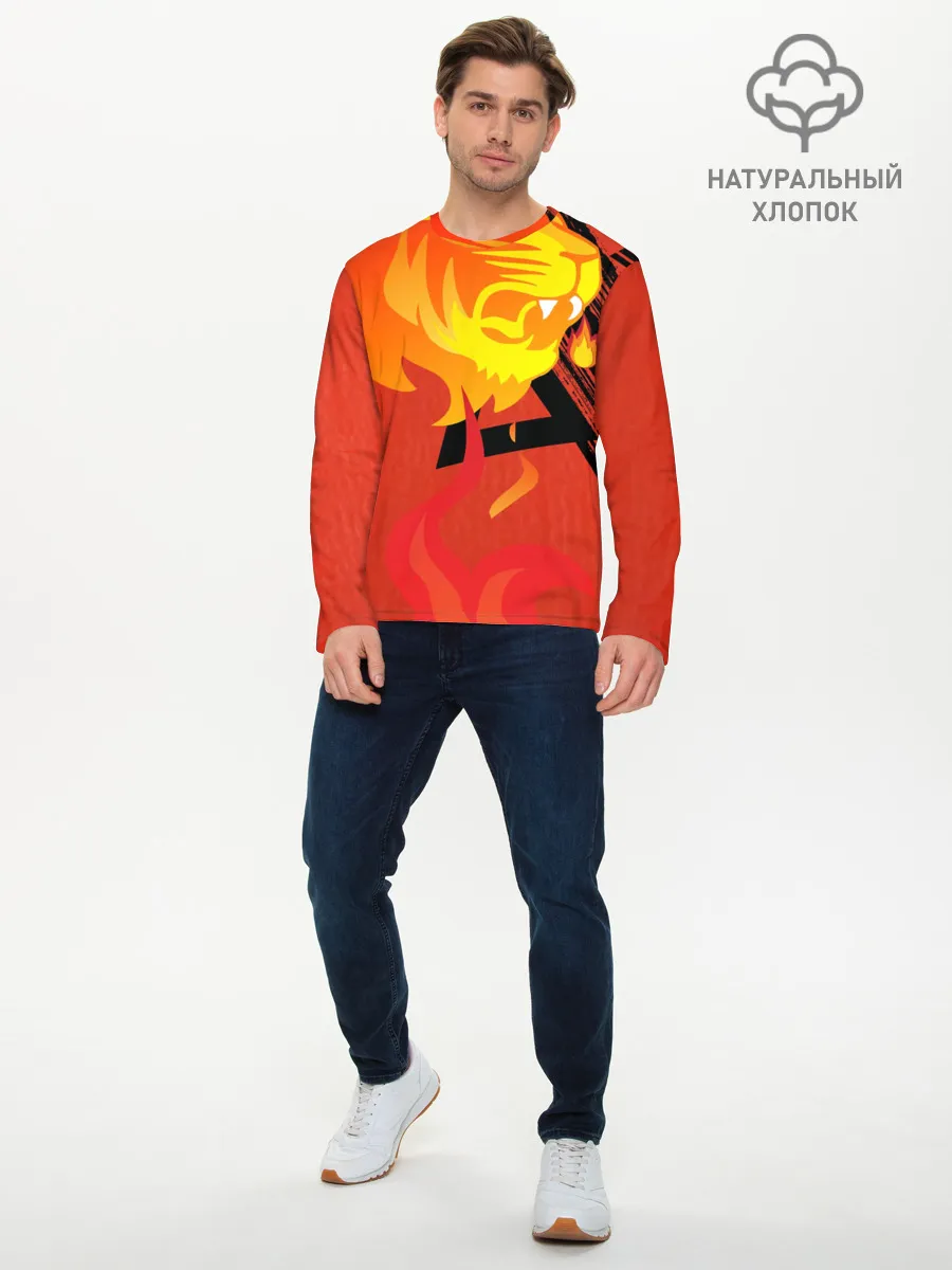 Мужской лонгслив базовый / Огненный лев